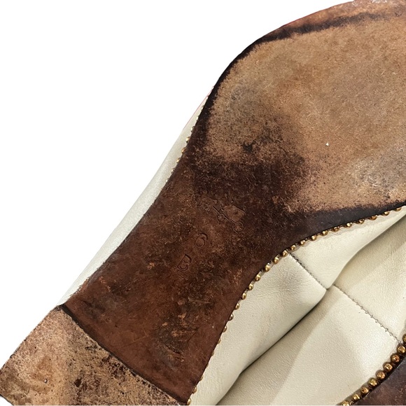 Coach Waverly Bead Trim Off White Leather Flats Size 6.5 - Picture 7 of 7